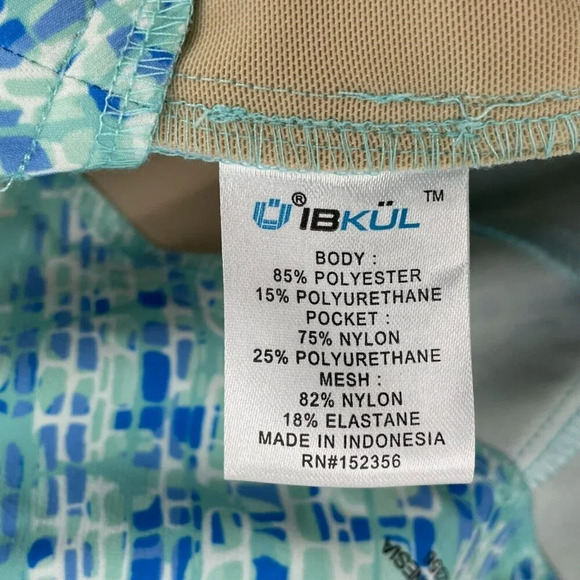 IBKUL Pants Womens 8 Blue Graphic Print High Rise Cropped Slim Straight Ankle - Picture 11 of 12